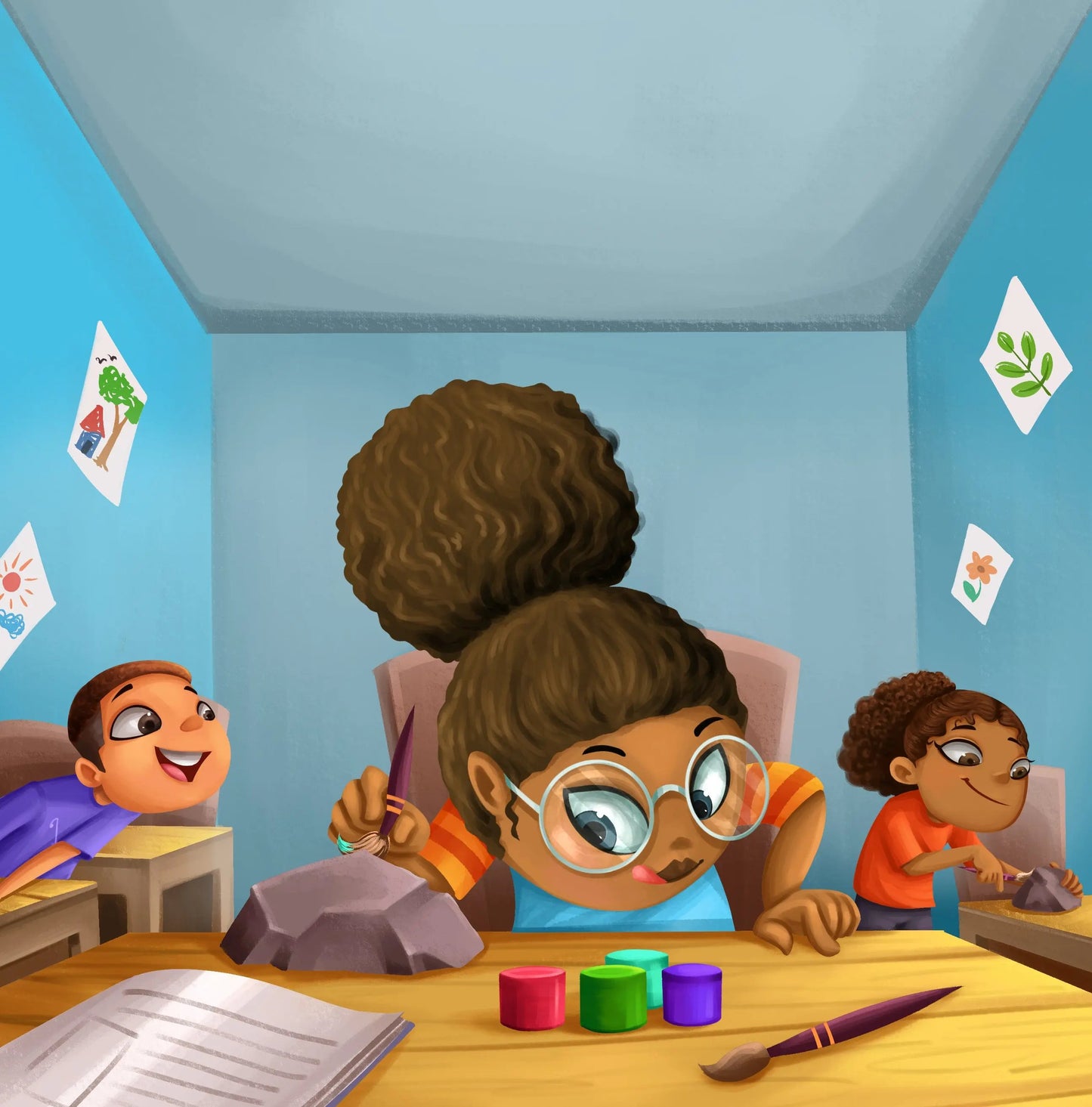 painting kindness rocks at school